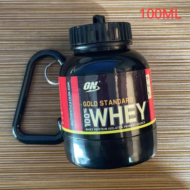 100/200ML Portable Mini Protein Powder Bottle with Keychain